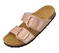 Palado Damen Pantoletten Samos EGS Grande - elegante Sandalen Made in Spain - Hausschuhe mit Kork-Fußbett - bequeme Sommerschuhe Rose Metallic UK5,5 - EU38