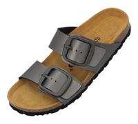 Palado Damen Pantoletten Samos EGS Grande - elegante Sandalen Made in Spain - Hausschuhe mit Kork-Fußbett - bequeme Sommerschuhe Grau Metallic UK4,5 - EU37
