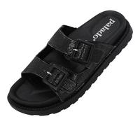 Palado Damen Plateau-Pantoletten Irisa - bequeme Sandalen - Hausschuhe mit Plateau-Sohle - modische Sommerschuhe Schwarz strass UK4,5 - EU37
