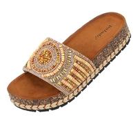 Palado Damen Plateau-Sandalen Olafir - bequeme Pantoletten - elegante Hausschuhe - modische Sommerschuhe Beige UK3,5 - EU36