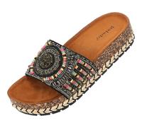 Palado Damen Plateau-Sandalen Olafir - bequeme Pantoletten - elegante Hausschuhe - modische Sommerschuhe Schwarz UK5,5 - EU38