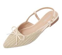 Palado Damen Slingback-Ballerina Yvnee - elegante Slipper mit verspielten Schleifendetails - modische Sommerschuhe - ideal für stilvolle Anlässe Beige UK3,5 - EU36