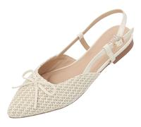 Palado Damen Slingback-Ballerina Yvnee - elegante Slipper mit verspielten Schleifendetails - modische Sommerschuhe - ideal für stilvolle Anlässe Weiß UK4,5 - EU37