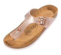 Palado Damen Zehentrenner Kos Metallic - Pantoletten Made in Spain - elegante Hausschuhe mit Kork-Fußbett - modische Sommerschuhe Rose UK7 - EU40
