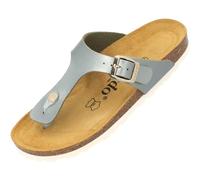 Palado Damen Zehentrenner Kos Metallic - Pantoletten Made in Spain - elegante Hausschuhe mit Kork-Fußbett - modische Sommerschuhe Olive UK3,5 - EU36
