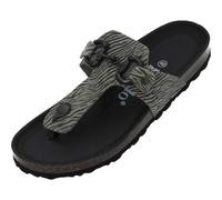 Palado Damen Zehentrenner Kos Zebra - Pantoletten Made in Spain - Sandalen mit Kork-Fußbett - modische Sommerschuhe mit Animal-Print Olive UK5,5 - EU38
