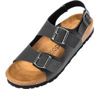 Palado Herren Sandalen Napoli - bequeme Pantoletten mit dämpfendem Kork-Fußbett - Hausschuhe mit Fersenriemen - Sommerschuhe Anthrazit UK10,5 - EU45