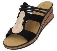 Palado Keilsandalen Damen Siolma - elegante Wedges - modische Sommerschuhe - bequeme Sandaletten mit Keilabsatz Schwarz UK8 - EU41