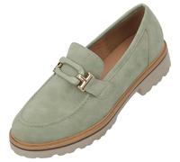 Palado Mokassins Damen Mungrars - elegante Slippers in trendigen Farben - bequeme Loafers mit Zierschnalle - modische Halbschuhe Grün UK5,5 - EU38