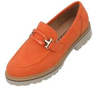 Palado Mokassins Damen Mungrars - elegante Slippers in trendigen Farben - bequeme Loafers mit Zierschnalle - modische Halbschuhe Orange UK5,5 - EU38