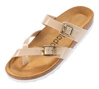 Palado Pantoletten Damen Cres Lack - bequeme Sandalen Made in Spain - Hausschuhe mit dampfendem Kork-Fußbett - modische Sommerschuhe Cream UK7 - EU40