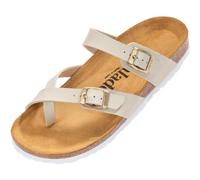 Palado Pantoletten Damen Cres Matt - elegante Sandalen Made in Spain - bequeme Hausschuhe mit Kork-Fußbett - modische Sommerschuhe Beige UK8 - EU41