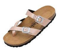 Palado Pantoletten Damen Cres Metallic - elegante Sandalen Made in Spain - bequeme Hausschuhe mit dämpfendem Kork-Fußbett - modische Sommerschuhe Pyth Rose UK7 - EU40