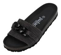 Palado Pantoletten Damen Gozo Zebra - bequeme Sandalen Made in Spain - Hausschuhe mit dämpfendem Kork-Fußbett - modische Sommerschuhe Grau UK9 - EU42