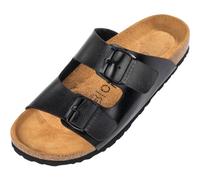 Palado Pantoletten Damen Korfu Metallic - gefertigt in Spanien - edles Metallic-Design - Veloursleder-Decksohle - ergonomisches Weichfußbett - EVA-Sohle Schwarz UK3,5 - EU36