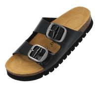 Palado Pantoletten Damen Korfu MP Lack - elegante Sandalen Made in Spain - Hausschuhe mit mittlerer Plateausohle - modische Sommerschuhe Schwarz UK4,5 - EU37