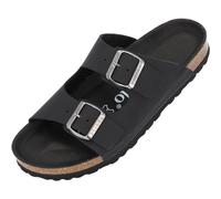 Palado Pantoletten Damen Korfu Oiled Premium Leather - modische Sandalen Made in Spain - bequeme Hausschuhe - modische Sommerschuhe Schwarz UK3,5 - EU36