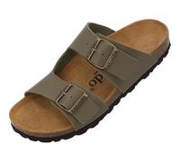 Palado Pantoletten Damen Kormos - bequeme Sandalen Made in Spain - Hausschuhe mit dämpfendem Kork-Fußbett - modische Sommerschuhe Khaki UK9 - EU42