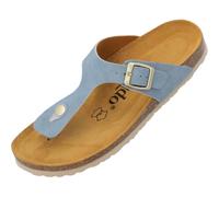 Palado Pantoletten Damen Kos Avelina - elegante Sandalen Made in Spain - bequeme Hausschuhe mit Kork-Fußbett - modische Sommerschuhe Hellblau UK7 - EU40