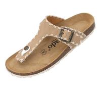Palado Pantoletten Damen Kos Stitch - elegante Sandalen Made in Spain - bequeme Hausschuhe mit Kork-Fußbett - modische Sommerschuhe Beige UK4,5 - EU37