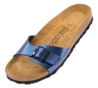 Palado Pantoletten Damen Malta Arizona - gefertigt aus hochwertigem Material - moderne Metallic-Oberfläche - weiches Veloursleder-Fußbett Blau UK8 - EU41