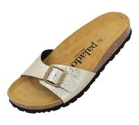 Palado Pantoletten Damen Malta Arizona - gefertigt aus hochwertigem Material - moderne Metallic-Oberfläche - weiches Veloursleder-Fußbett Gold UK9 - EU42