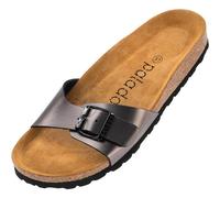 Palado Pantoletten Damen Malta Arizona - gefertigt aus hochwertigem Material - moderne Metallic-Oberfläche - weiches Veloursleder-Fußbett Anthrazit UK9,5 - EU43