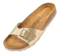 Palado Pantoletten Damen Malta Arizona - gefertigt aus hochwertigem Material - moderne Metallic-Oberfläche - weiches Veloursleder-Fußbett Gold UK8 - EU41