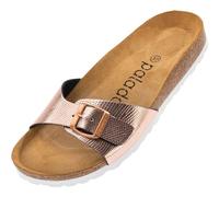 Palado Pantoletten Damen Malta Coralino - elegante Sandalen Made in Spain - bequeme Hausschuhe mit Kork-Fußbett - modische Sommerschuhe Snake Rose UK8 - EU41