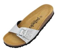 Palado Pantoletten Damen Malta Coralino - elegante Sandalen Made in Spain - bequeme Hausschuhe mit Kork-Fußbett - modische Sommerschuhe Silber UK4,5 - EU37