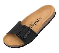 Palado Pantoletten Damen Malta EGS Matt Premium Leather - elegante Sandalen Made in Spain - bequeme Hausschuhe mit Kork-Fußbett - modische Sommerschuhe Schwarz UK7 - EU40