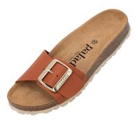 Palado Pantoletten Damen Malta EGS Matt Premium Leather - Sandalen Made in Spain - bequeme Hausschuhe mit Kork-Fußbett - modische Sommerschuhe Braun UK3,5 - EU36