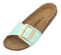 Palado Pantoletten Damen Malta EGS Metallic - bequeme Sandalen Made in Spain - Hausschuhe mit dämpfendem Kork-Fußbett - modische Sommerschuhe Mint UK7 - EU40
