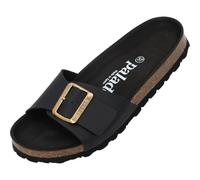 Palado Pantoletten Damen Malta EGS Mono - elegante Sandalen Made in Spain - bequeme Hausschuhe mit Kork-Fußbett - modische Sommerschuhe Schwarz UK9,5 - EU43