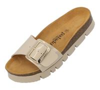 Palado Pantoletten Damen Malta EGS PL - Sandalen mit Plateau-Sohle Made in Spain - Hausschuhe mit Kork-Fußbett - modische Sommerschuhe Beige Lack UK8 - EU41