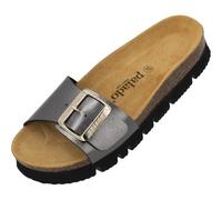 Palado Pantoletten Damen Malta EGS PL - Sandalen mit Plateau-Sohle Made in Spain - Hausschuhe mit Kork-Fußbett - modische Sommerschuhe Anthrazit Metallic UK5,5 - EU38