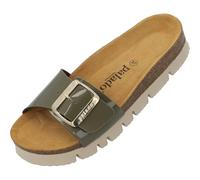 Palado Pantoletten Damen Malta EGS PL - Sandalen mit Plateau-Sohle Made in Spain - Hausschuhe mit Kork-Fußbett - modische Sommerschuhe Olive Lack UK7 - EU40
