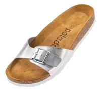 Palado Pantoletten Damen Malta Texas - modische Sandalen Made in Spain - bequeme Hausschuhe mit dämpfendem Kork-Fußbett - elegante Sommerschuhe Silber UK8 - EU41