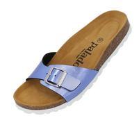 Palado Pantoletten Damen Malta Texas - modische Sandalen Made in Spain - bequeme Hausschuhe mit dämpfendem Kork-Fußbett - elegante Sommerschuhe Blau UK6 - EU39