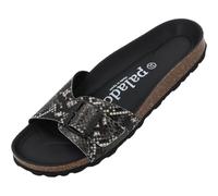 Palado Pantoletten Damen Malta Vipera - bequeme Sandalen Made in Spain - Hausschuhe mit dämpfendem Kork-Fußbett - modische Sommerschuhe Schwarz UK6 - EU39