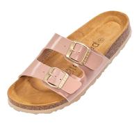 Palado Pantoletten Damen Milos Lack - elegante Sandalen Made in Spain - bequeme Hausschuhe mit Kork-Fußbett - modische Sommerschuhe Rosa UK9 - EU42