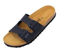 Palado Pantoletten Damen Milos Matt - bequeme Sandalen Made in Spain - Hausschuhe mit dämpfendem Kork-Fußbett - modische Sommerschuhe Blau matt UK3,5 - EU36