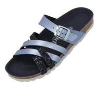 Palado Pantoletten Damen Novati - elegante Sandalen Made in Spain - bequeme Hausschuhe mit Kork-Fußbett - modische Sommerschuhe Blau UK4,5 - EU37