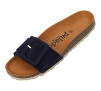 Palado Pantoletten Damen Nubra - bequeme Sandalen Made in Spain - Hausschuhe mit dämpfendem Kork-Fußbett - modische Sommerschuhe Navy UK5,5 - EU38