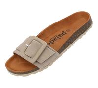 Palado Pantoletten Damen Nubra - bequeme Sandalen Made in Spain - Hausschuhe mit dämpfendem Kork-Fußbett - modische Sommerschuhe Grau UK6 - EU39
