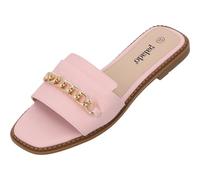 Palado Pantoletten Damen Pekiz - bequeme Sandalen - elegante Hausschuhe - modische Sommerschuhe mit Kettendetail Rosa UK6 - EU39