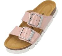 Palado Pantoletten Damen Samos EGS PL - bequeme Sandalen Made in Spain - Hausschuhe mit Plateau-Sohle - modische Sommerschuhe Rosa Lack UK8 - EU41