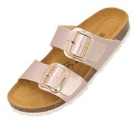 Palado Pantoletten Damen Samos GS - bequeme Sandalen Made in Spain - Hausschuhe mit dämpfendem Kork-Fußbett - modische Sommerschuhe Rose Metallic UK8 - EU41