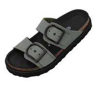 Palado Pantoletten Damen Tessani - bequeme Sandalen Made in Spain - Hausschuhe mit dämpfendem Kork-Fußbett - modische Sommerschuhe Olive Matt UK5,5 - EU38