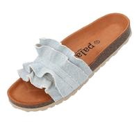 Palado Pantoletten Damen Vilnado - bequeme Sandalen Made in Spain - Hausschuhe mit Kork-Fußbett - modische Sommerschuhe Jeans UK3,5 - EU36